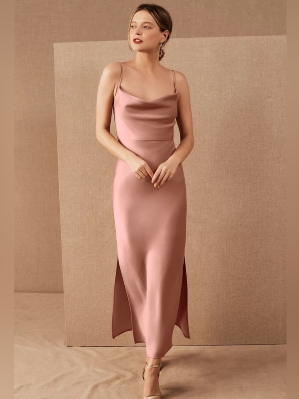 BHLDN Sachin & Babi Cali satin charmeuse Sedona draped neck gown